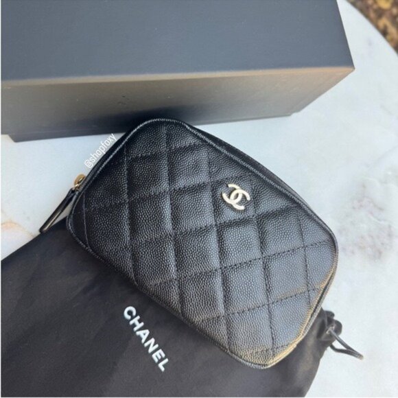 Chanel Curvy Quilted Caviar Cosmetic Pouch - Picture 1 of 16